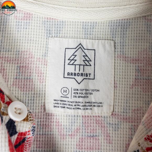 Arborist One-Piece Sleepwear Red White Cotton Blend Mountie Baby Size 2-3M - Picture 8 of 9